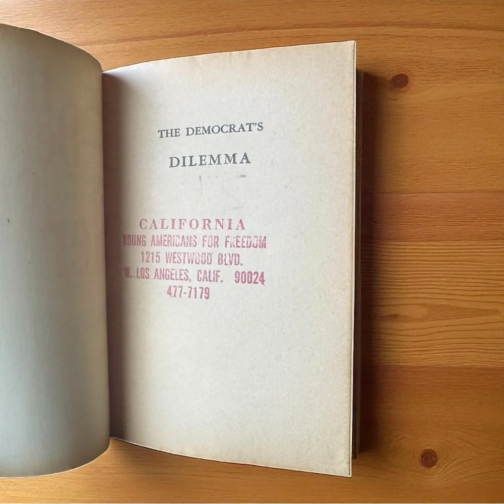 Vintage 1964 The Democrat’s Dilemma by Philip M. Crane – Regnery